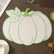 Halloween Pumpkin Embroidered Placemat Green 14.9x11in