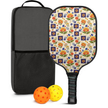 Pickleball rackets set met bloemenprint van glasvezel (2 rackets + 2 houders)