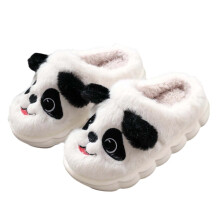 Pluche pantoffels met dierenprint, warme, gesloten, pluizige huisschoenen voor