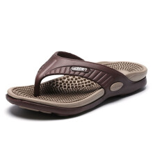 Men's summer beach flip flops brown size 9