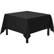52 x 52 in Black Polyester Tablecloth for 24–36 in Tables