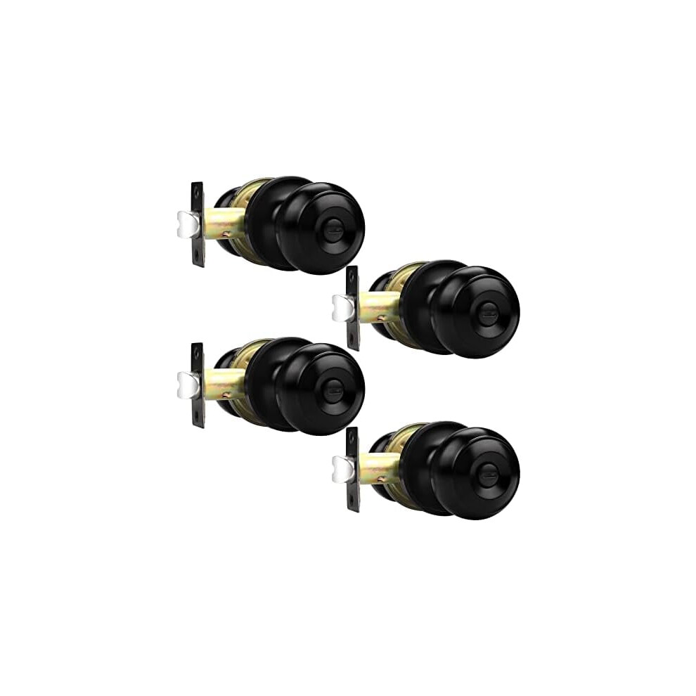 Black Interior Door Knobs With Thumb-Turn Privacy Lock, 4 9377112030364