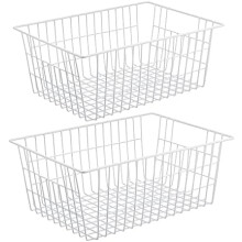 White Steel Wire Storage Basket Set of 6