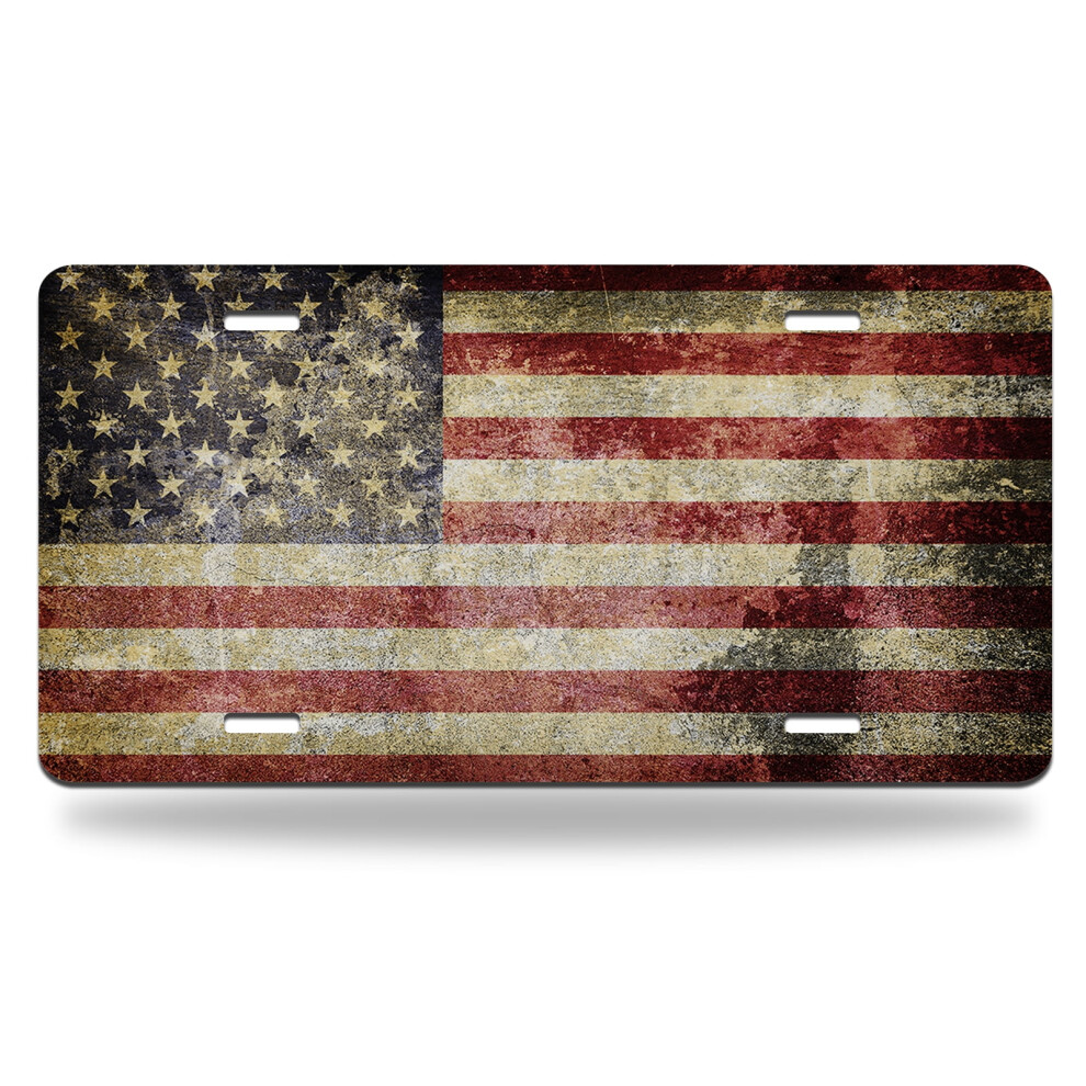 Distressed American Flag Aluminum License Plate 9178400541100