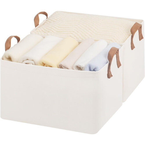 Fabric Storage Bin with Metal Frame, 45L, 2-Pack