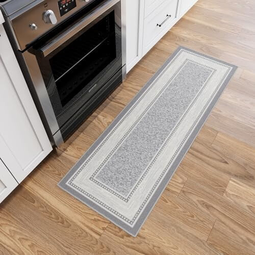 Ljusgrå hallmatta 60x143 cm halkfri nylon