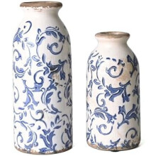 Crackle Glaze Ceramic Bud Vases Set of 2