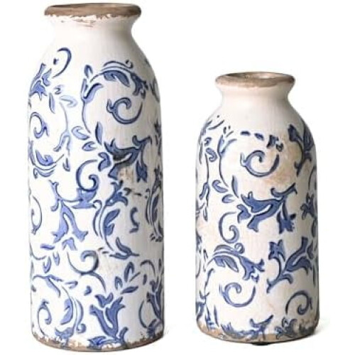 Crackle Glaze Ceramic Bud Vases Set of 2