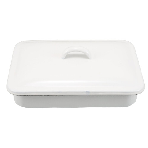 OUNONA rectangular enamel roasting tray with lid 12.6x9.8