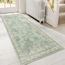 Alfombra de pasillo estilo vintage de 2x5 pies – Pelo corto, lavable a máquina