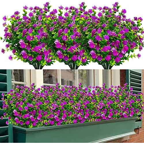 Fuchsia kunstige blomster UV-resistente 8 bundter