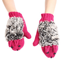 Hedgehog Plush-Lined Winter Mittens, One Size