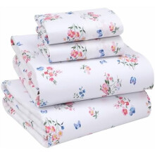 100% Cotton Percale Bed Sheet Set King Size 4-Piece