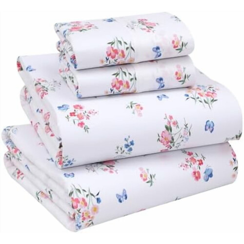 100% Cotton Percale Bed Sheet Set King Size 4-Piece