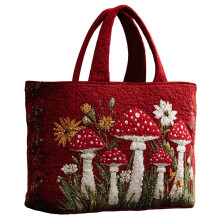 Vintage gewatteerde katoenen draagtas voor dames, 15,75 x 13,4 inch.
