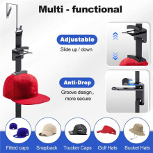 Hat Rack for Door - Two-Way Hanging Caps with Display Hooks and Hanger, Hat Organizer for Baseball Caps