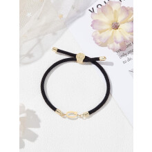 Alphabet-Armband-Set, schwarzes, verstellbares Nylonband, 26 Buchstaben