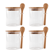 4 Pack Airtight Glass Jars with Lids and Spoons
