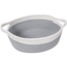 Small Gray Cotton Rope Basket – Woven Storage Basket