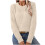 Women's Beige Ribbed-Cuff Round-Neck Sweater M 1