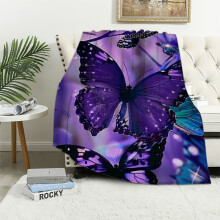 Purple Butterfly Floral Throw Blanket 100x130cm
