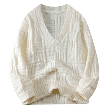 Herren-Langarmpullover mit V-Ausschnitt – Polyester – Größe L