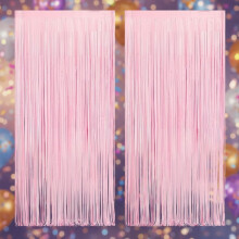 Pastel Pink Foil Fringe Curtain 3.2ft x 6.5ft 2 pcs