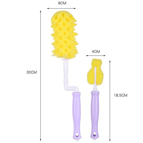 2Pièces Brosse De Bébé Violet Silicone 360 Rotation Nettoyage 1