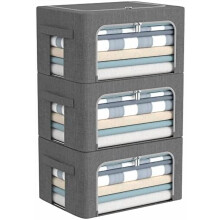 3-Pack Linen Foldable Storage Bins 22L Each