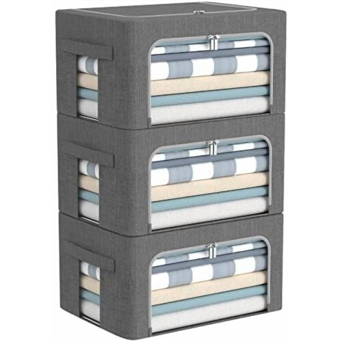 3-Pack Linen Foldable Storage Bins 22L Each