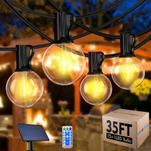 Solar Outdoor String Lights 35ft 15 LED Bulbs
