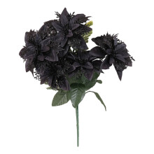5-Piece Artificial Glitter Flowers, 35 cm, Black
