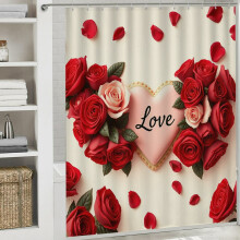 Roses Love Pattern Polyester Shower Curtain 70.8" x 70.8"