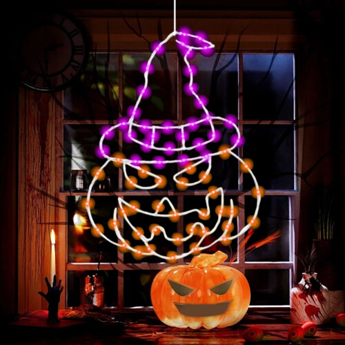 Iron Halloween Pumpkin Window Light with Remote
