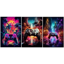 Black Cat World Landmarks Wall Art Set of 3 Framed Prints