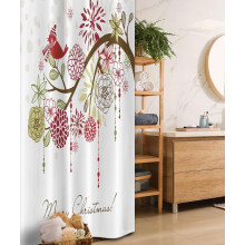Floral Winter Bird Shower Curtain 36 x 72 in Fabric with