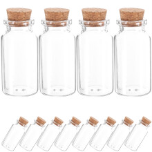 Mini Glass Vials with Cork Stoppers, Transparent, 12 pcs