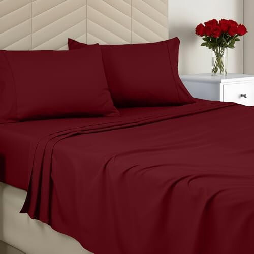 Queen Brushed Microfiber Sheet Set Burgundy 4-Piece