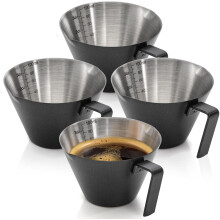 4-Pack Stainless Steel Espresso Cups 3.4oz Dual Spout