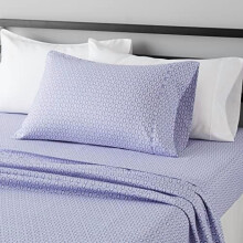 Microfiber Bed Sheet Set 3-Piece Blue Damask