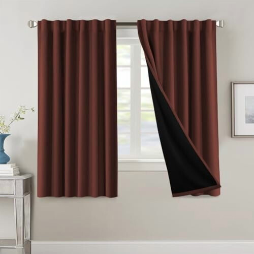 Blackout Curtains with Black Liner, 52"W x 84"L, Pair