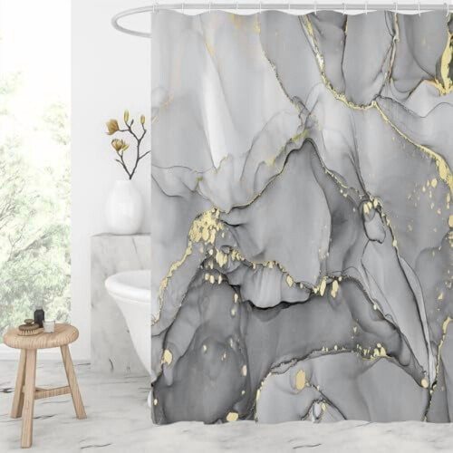 Grey Marble Abstract Shower Curtain 72x72 in