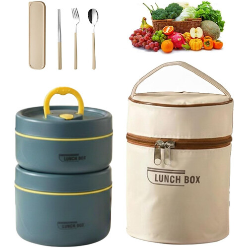 Insulated Stainless Steel Bento Box Set 2-Piece