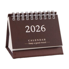 Mini calendrier de bureau 2026, fait main en anglais simple