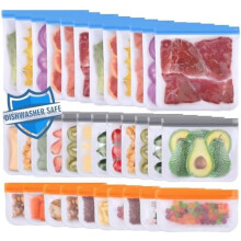 Set di sacchetti riutilizzabili per alimenti – 3 misure, lavabili in lavastoviglie e