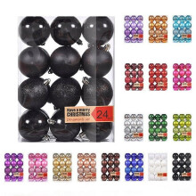 24pcs Black Christmas Tree Balls 4cm Shatterproof