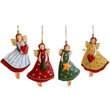 Ange décoratif en bois, style rétro, 12 cm