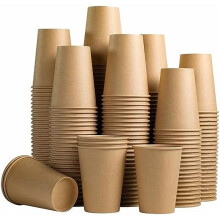 Gobelets à café en papier kraft brun non blanchi, paquet de 210, 355 ml (12 oz).