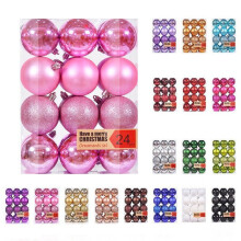 24pcs Pink Christmas Tree Balls 3cm Shatterproof