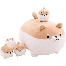 Λούτρινο Shiba Inu με 4 μωρά Κόργκι, γεμιστό με απαλό βαμβάκι